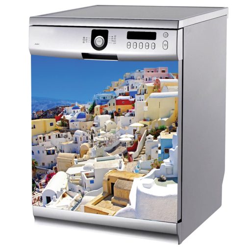 Santorini Manzarası Bulaşık Makinası Stickerı