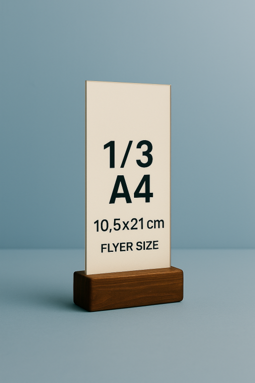 Flayer (1/3 A4) Ahşap Ayaklı Dikey Föylük (10,5 x 21 cm) 5 Adet