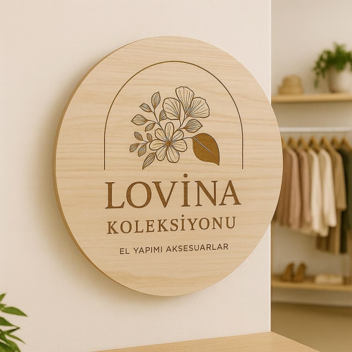 Özel Ahşap Oyma İşletme Tabelası, Butikler, Stüdyolar ve Market Teşhirleri için Doğal Logo Tabelası