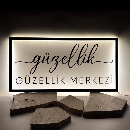 Özel Dikdörtgen Arkadan Aydınlatmalı İşletme Tabelası | Akrilik LED Logo Tabelası | Mağazalar, Salonlar ve Kafeler için Kişiselleştirilmiş Işıklı Tabela