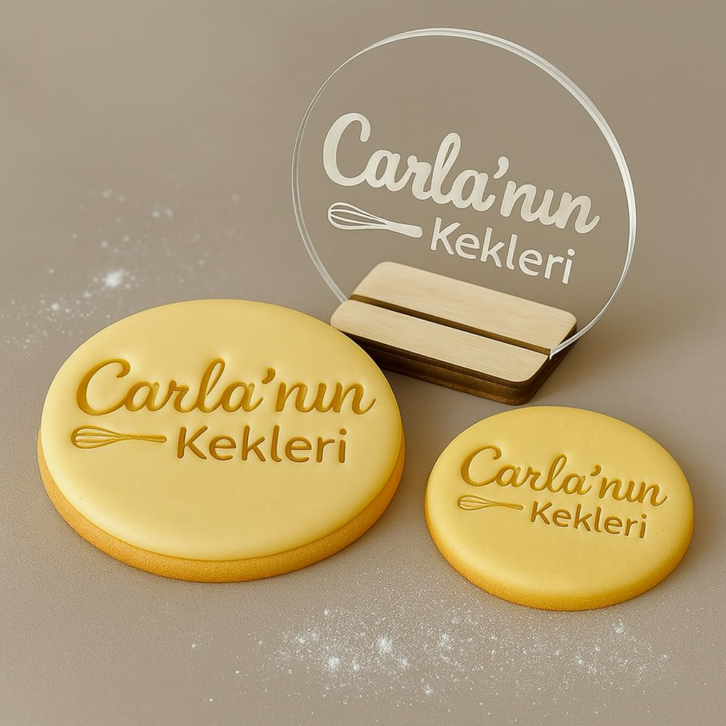 Özel İşletme Logo Kurabiye Baskı Mührü | Kişiselleştirilmiş Akrilik Kurabiye Mührü (Fırıncılar ve Markalar için) | Özel Logo Bisküvi Baskı Mührü