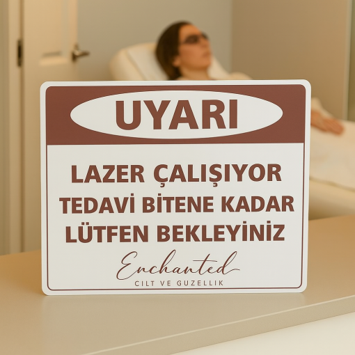 Lazer Kullanımında Tedavi Odası İşareti | Salon, Spa, Klinik için Özel Güvenlik İşareti