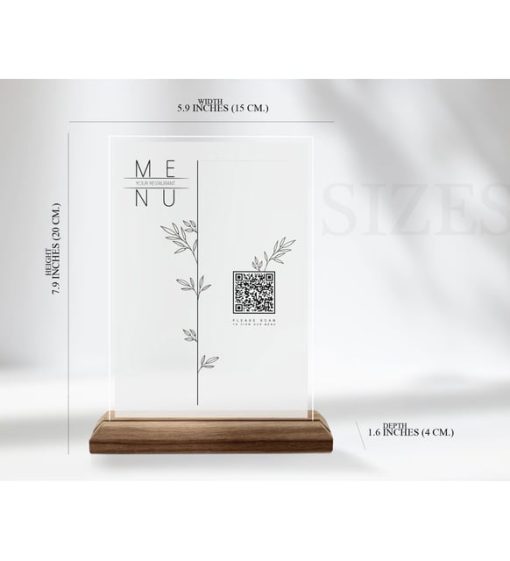 BK Gift Restoran & Cafe & Barlara Özel Ahşap Standlı Pleksi QR Kod Menü, Cafe&Bar için QR kodlu Tabela, QR kodlu Masa - Görsel 2
