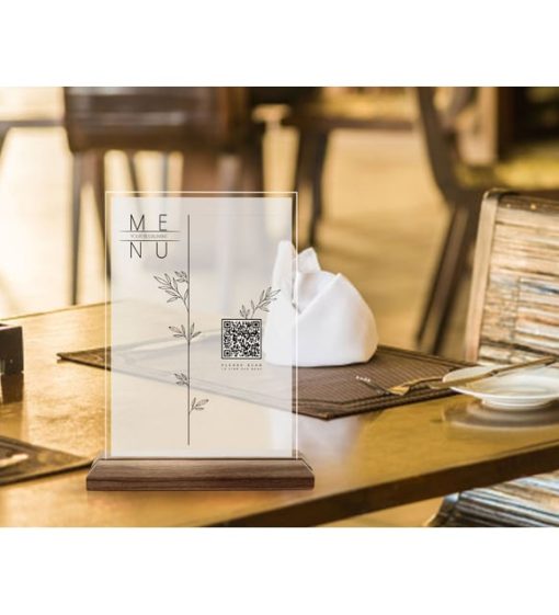 BK Gift Restoran & Cafe & Barlara Özel Ahşap Standlı Pleksi QR Kod Menü, Cafe&Bar için QR kodlu Tabela, QR kodlu Masa