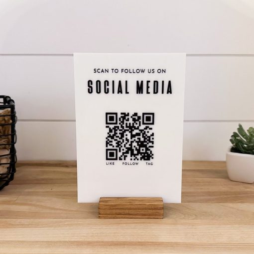 QR Kodlu Akrilik Sosyal Medya Tabelası | Instagram & Tiktok İşletme Standı - Görsel 4