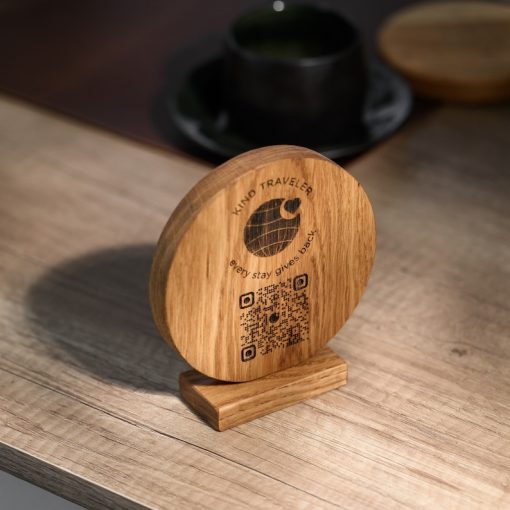 Logolu Oyma (Gravürlü) QR Kod Menü Tabelası, Masaüstü Menü Standı, Restoran Menü Standı, Özel Tasarım Menü Standı - Görsel 3
