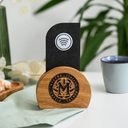 Ahşap Standlı Değiştirilebilir NFC & QR Kod Menü Tabelası | Restoran Masaüstü Evrensel Stand - Görsel 4