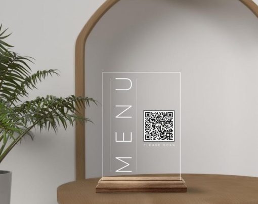Özel Tasarım QR Kodlu Menü Tabelası, Doğal Ahşap ve Akrilikten Özel Restoran Tabelası, Kafe ve Barlar İçin QR Kodlu İşaret, QR Kodlu Masa ve Masaüstü Dekoru - Görsel 9