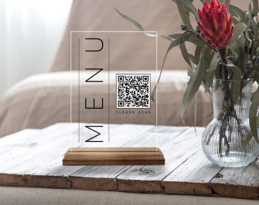 Özel Tasarım QR Kodlu Menü Tabelası, Doğal Ahşap ve Akrilikten Özel Restoran Tabelası, Kafe ve Barlar İçin QR Kodlu İşaret, QR Kodlu Masa ve Masaüstü Dekoru - Görsel 8